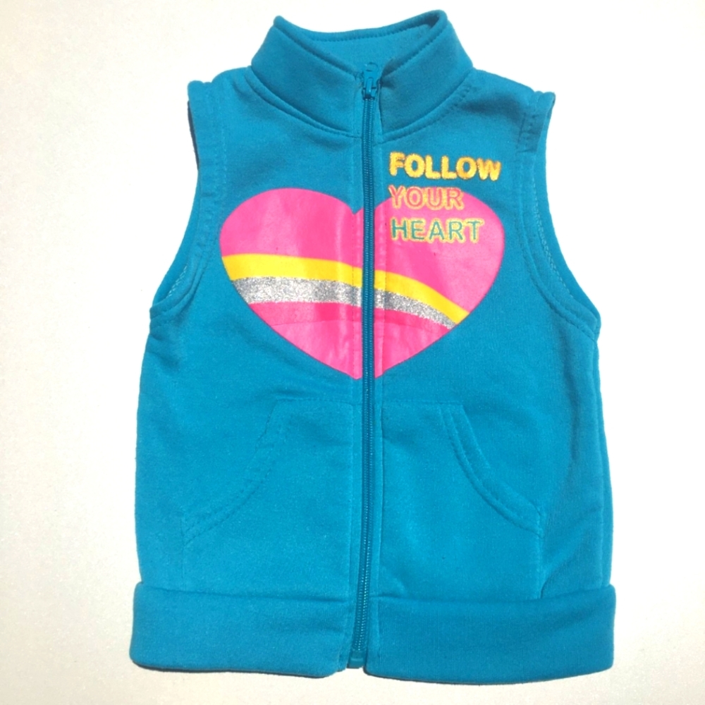 Real Love Follow Your Dreams Jogger Vest Zip Up Size 4T Blue Pink